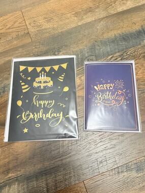 Birthday card musical lighted Blow out candle bundle of two cards